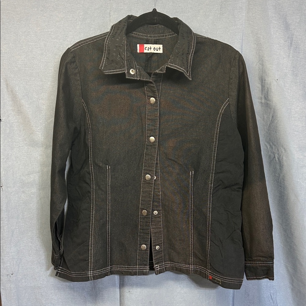 CAT OUT Black Denim Jacket for Women size 11